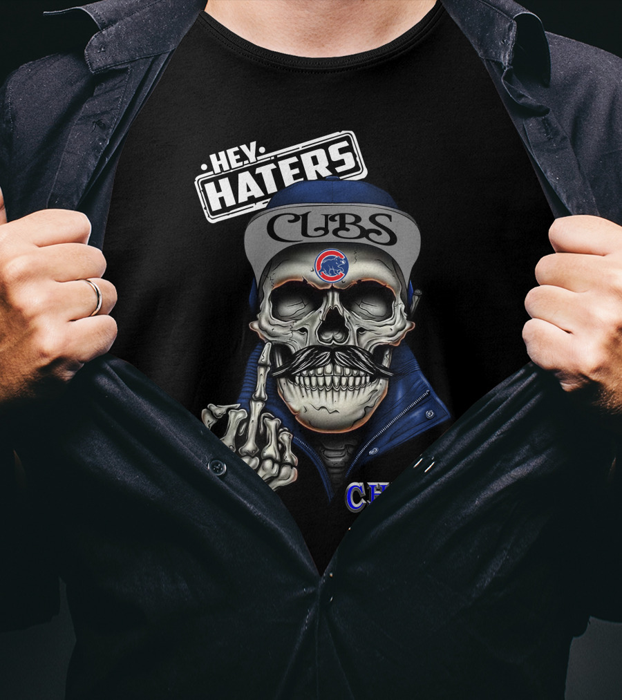 Chicago Cubs Hey Haters Skull Gesture T-Shirt