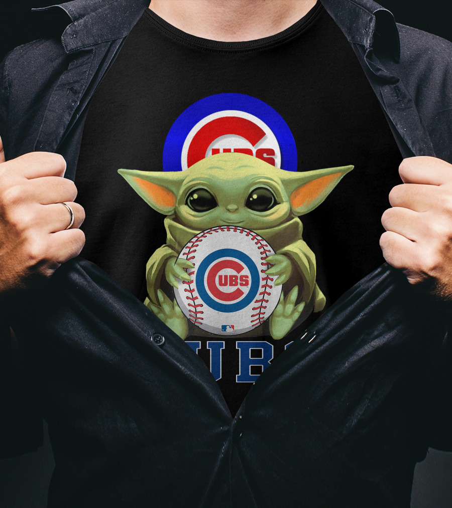 Cubs Baseball Star Wars Yoda Holding Mlb T-Shirt