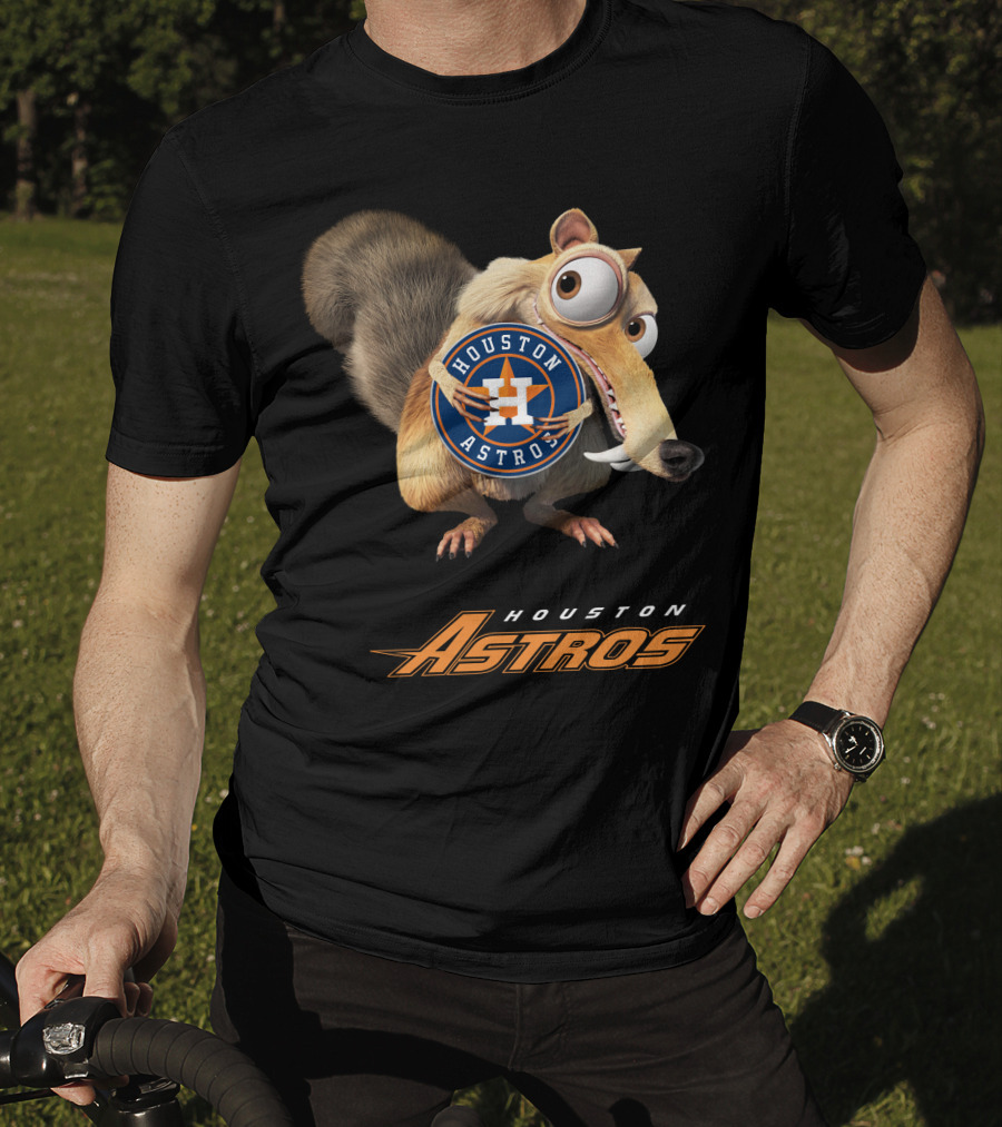Houston Astros Ice Age Crossover With Scrat Holding T-Shirt