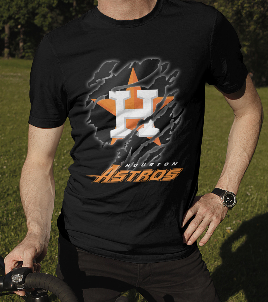 Houston Astros H Logo With Orange Star And Claw Marks T-Shirt