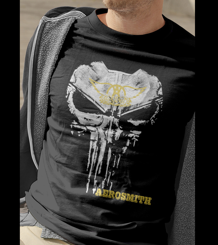Aerosmith Skull Logo With Wings And Yellow T-Shirt
