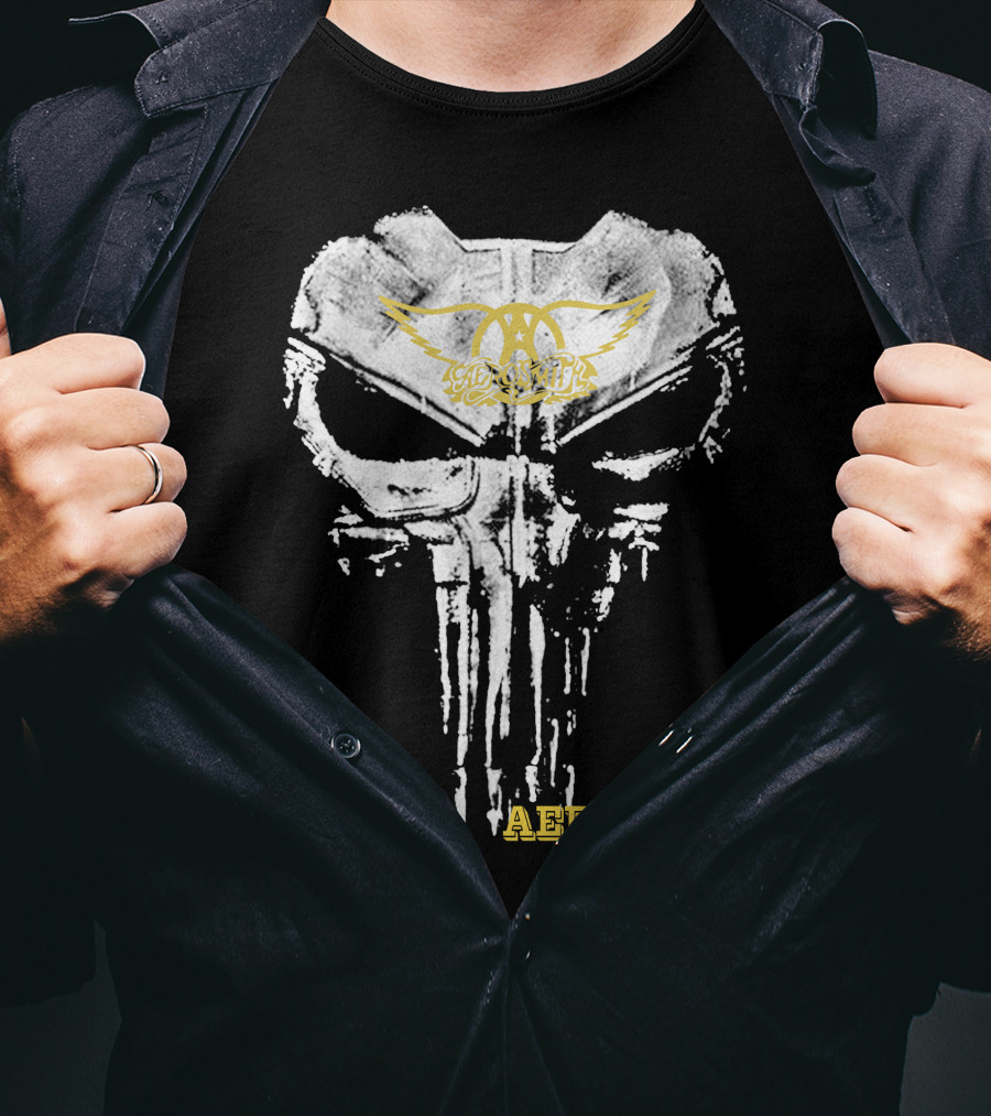 Aerosmith Skull Logo With Wings And Yellow T-Shirt