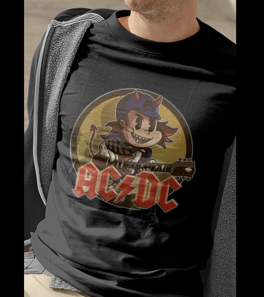 Ac/Dc Devil Cartoon Character Playing Guitar T-Shirt