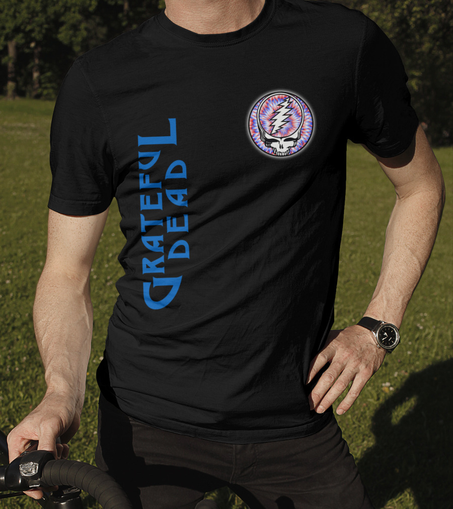 Grateful Dead Steal Your Face Skull With Lightning Bolt And Trippy Blue Letters T-Shirt