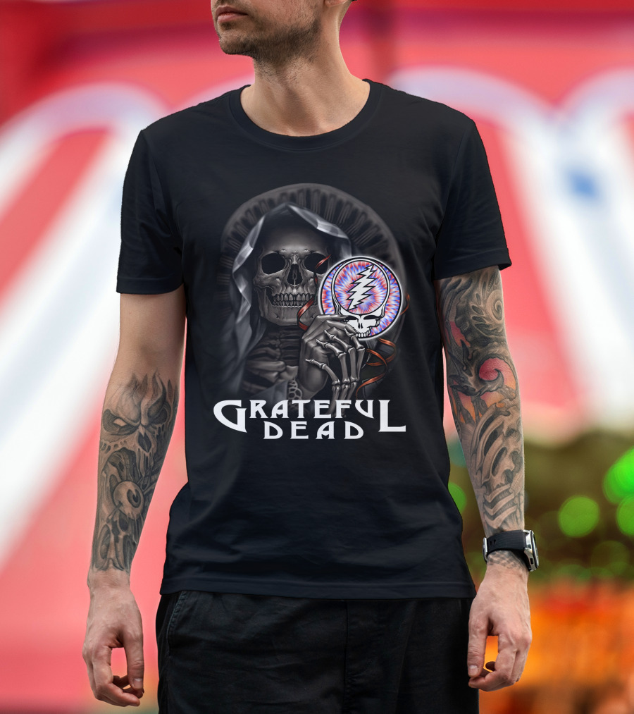 Grateful Dead Skeleton With Steal Your Face Symbol T-Shirt