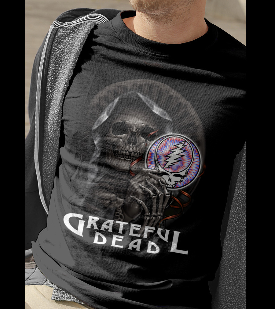 Grateful Dead Skeleton With Steal Your Face Symbol T-Shirt