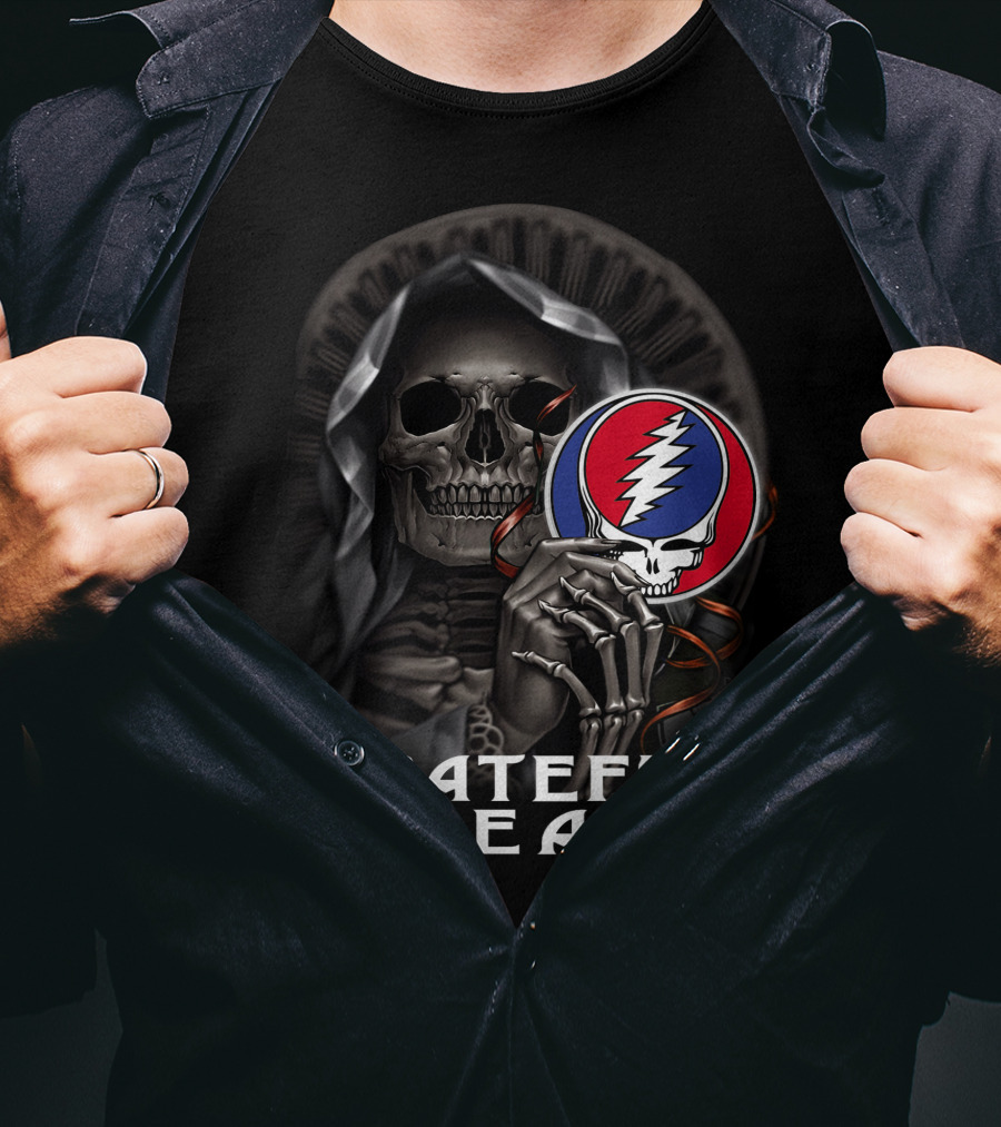 Grateful Dead Skeleton Holding Steal Your Face T-Shirt