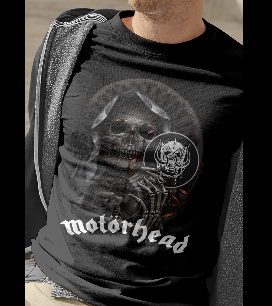 Motörhead Grim Reaper Skeleton Holding War Pig T-Shirt