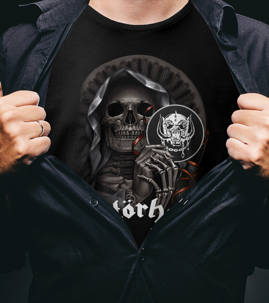 Motörhead Grim Reaper Skeleton Holding War Pig T-Shirt