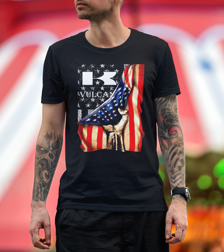 Vulcan Hand Gripping American Flag With Stars And Stripes T-Shirt