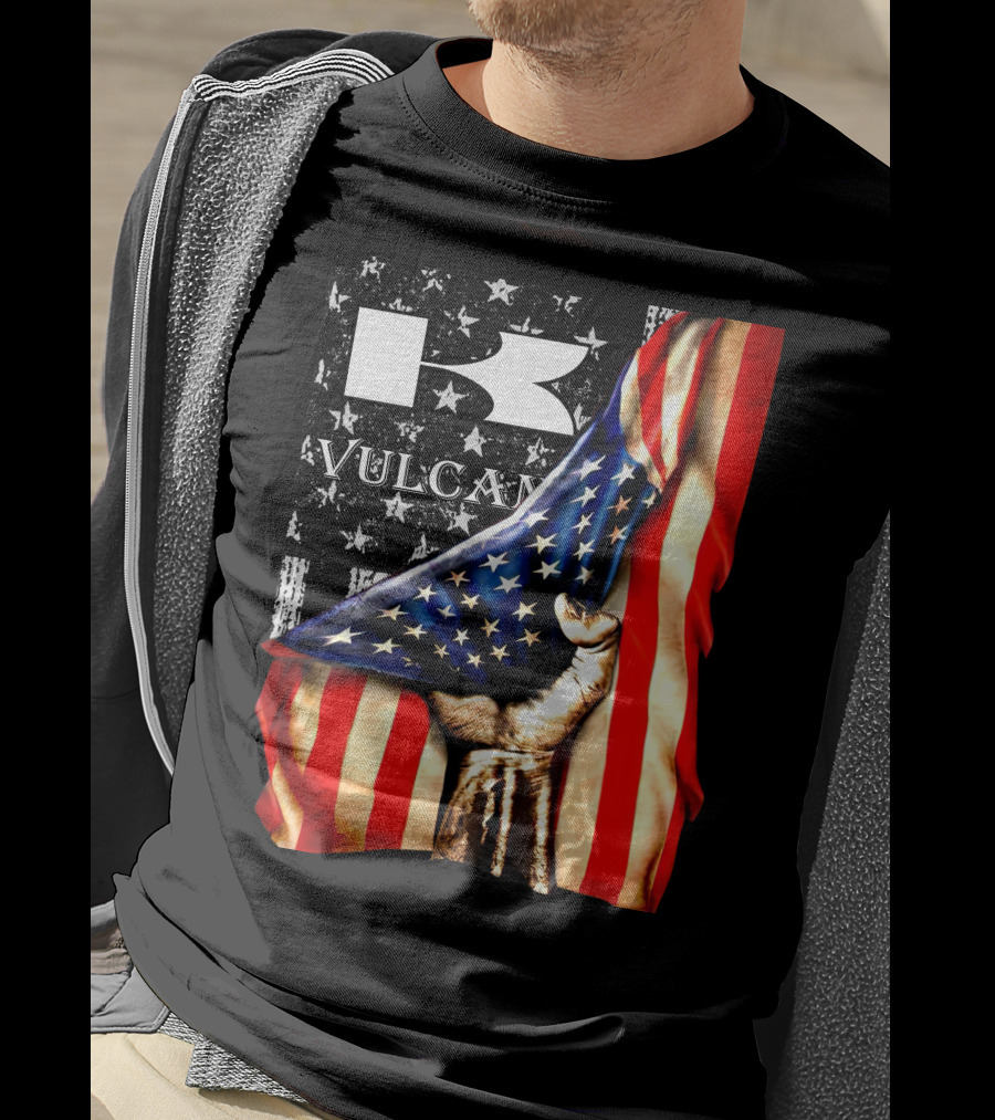 Vulcan Hand Gripping American Flag With Stars And Stripes T-Shirt