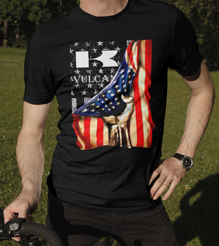 Vulcan Hand Gripping American Flag With Stars And Stripes T-Shirt