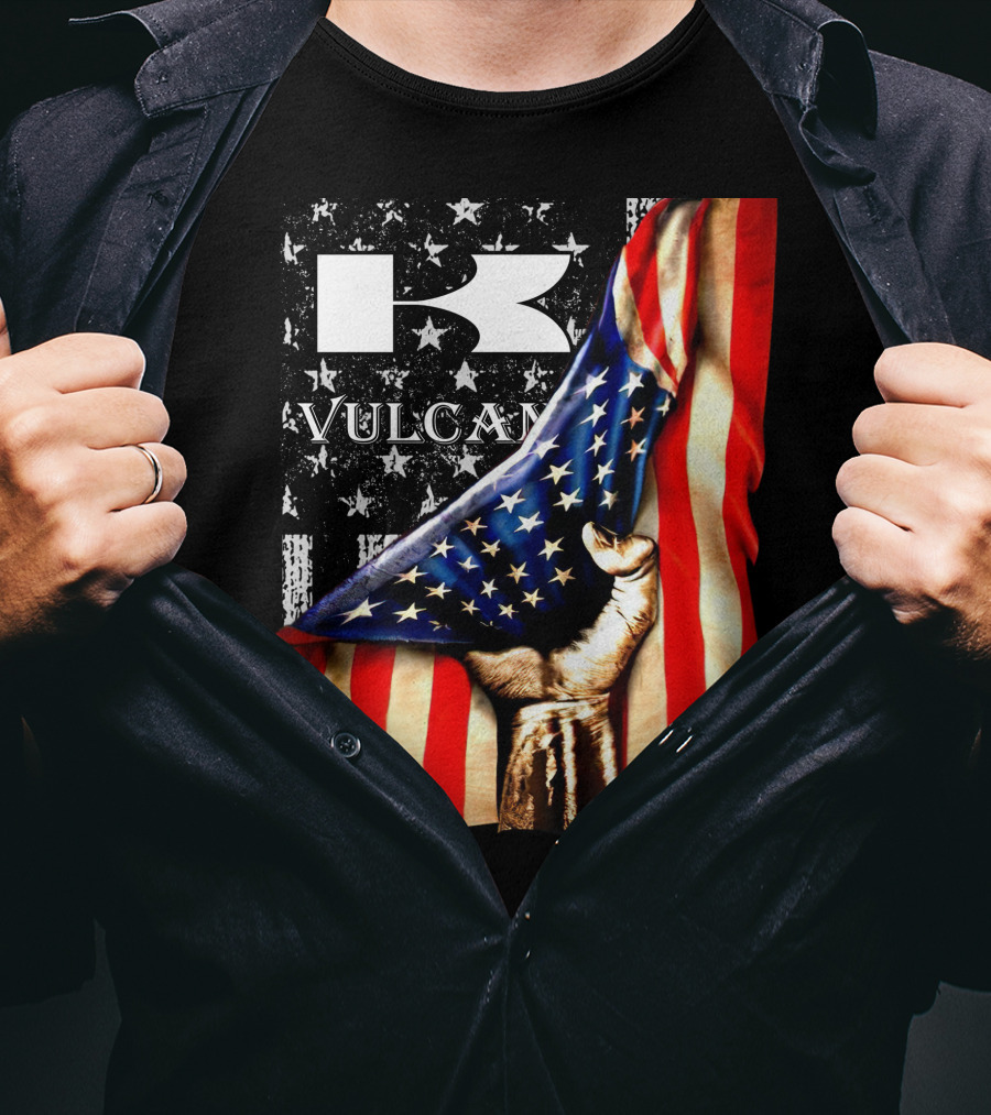 Vulcan Hand Gripping American Flag With Stars And Stripes T-Shirt