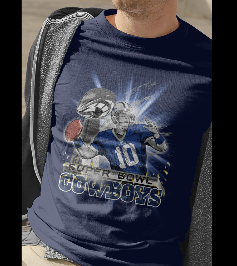 Super Bowl Cowboys Quarterback With Trophy T-Shirt