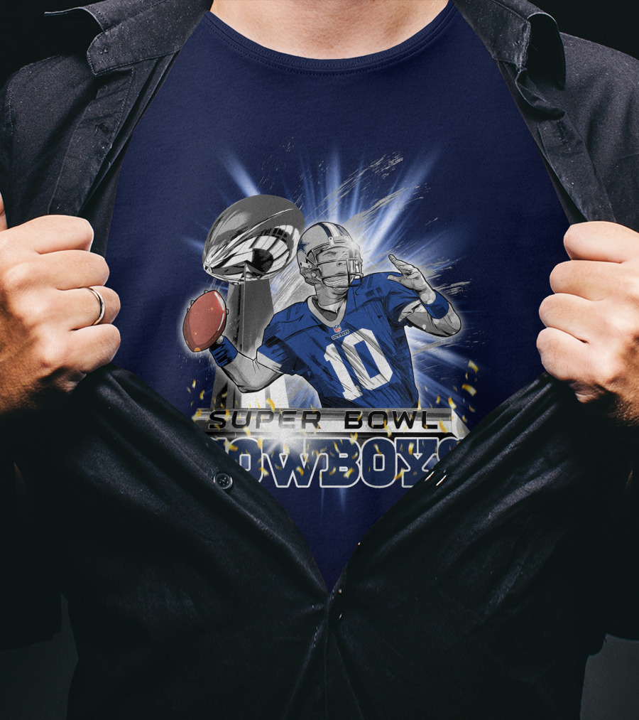 Super Bowl Cowboys Quarterback With Trophy T-Shirt