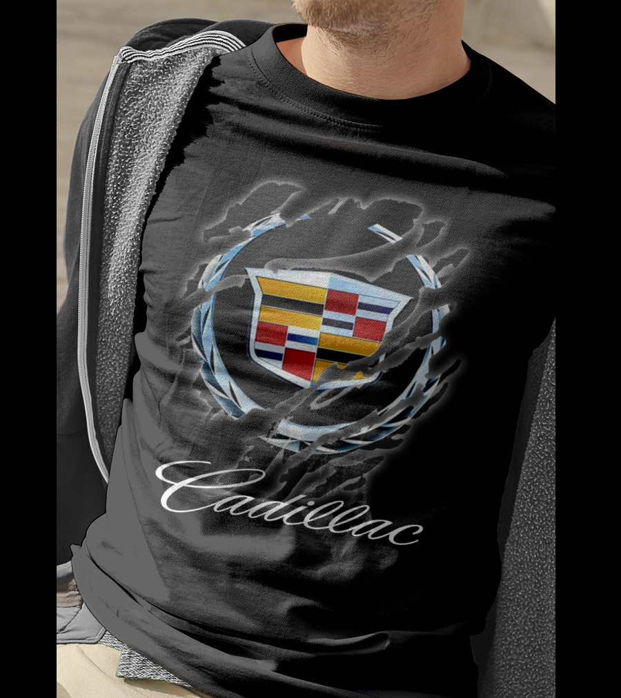 Cadillac Logo Emblem Claw Ripped Effect T-Shirt