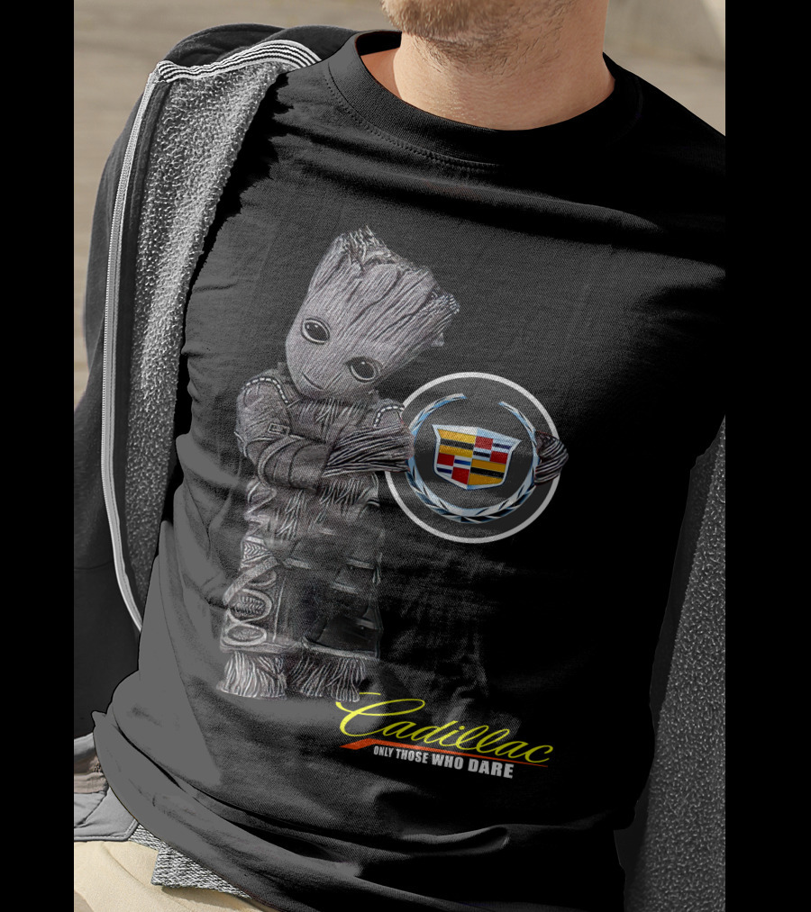 Cadillac Only Those Who Dare Groot Holding Badge T-Shirt