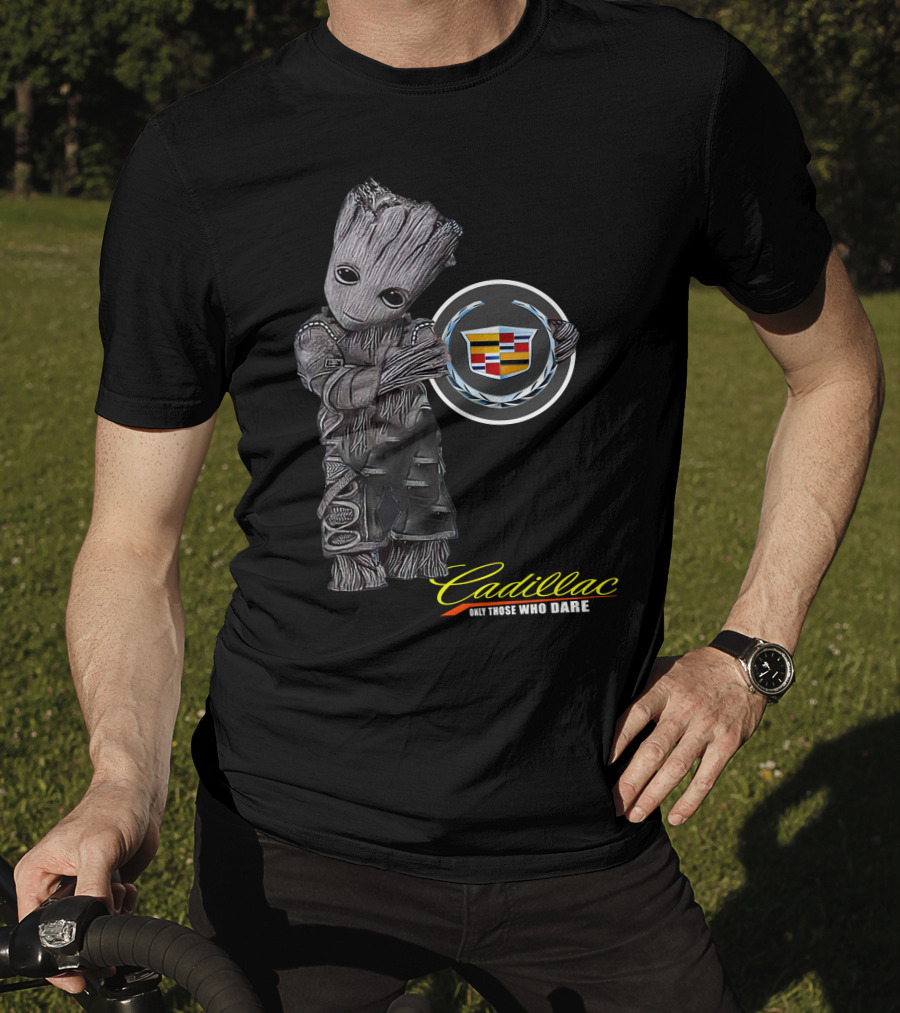 Cadillac Only Those Who Dare Groot Holding Badge T-Shirt