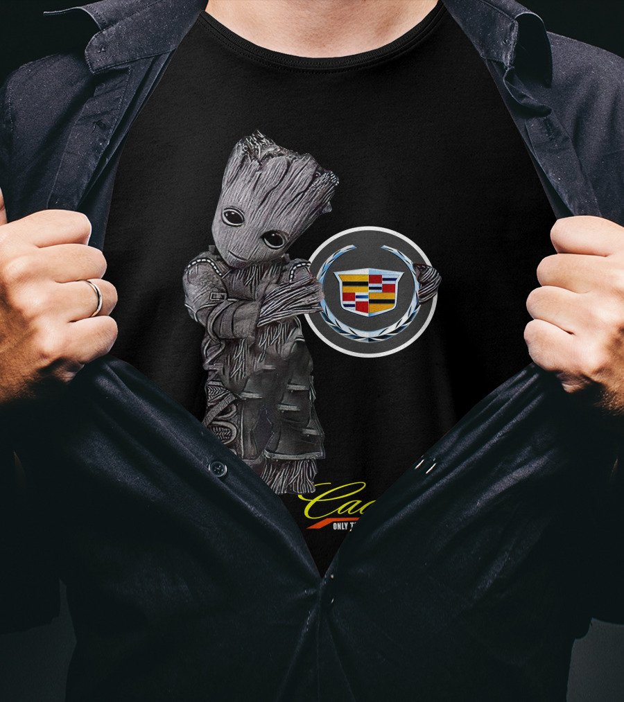 Cadillac Only Those Who Dare Groot Holding Badge T-Shirt