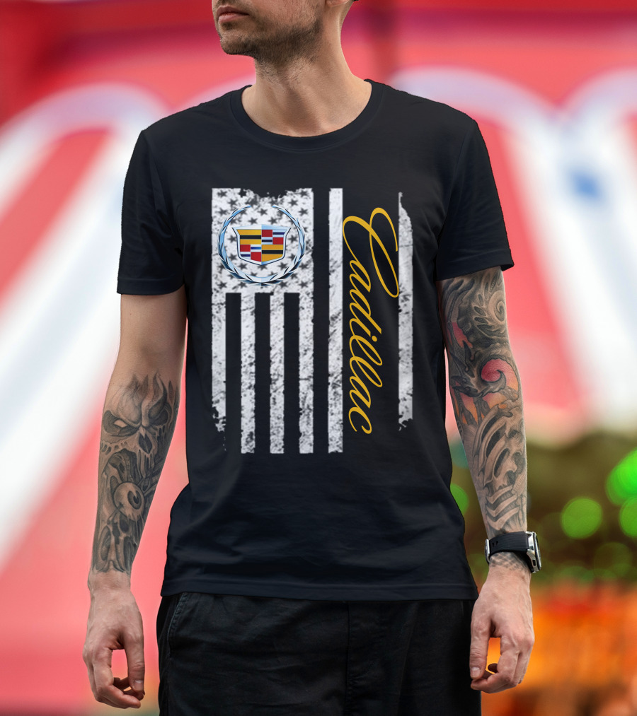 Cadillac Logo American Flag T-Shirt