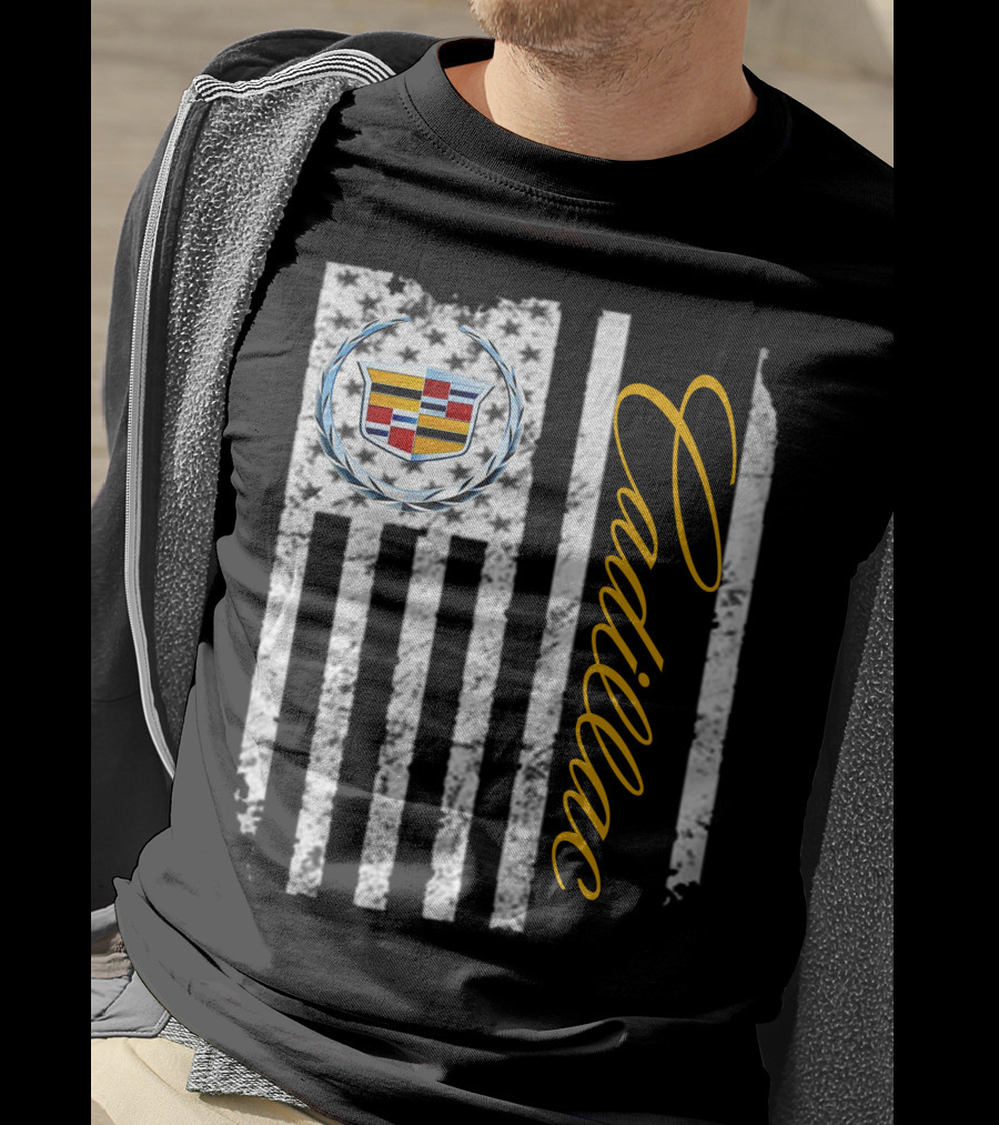 Cadillac Logo American Flag T-Shirt