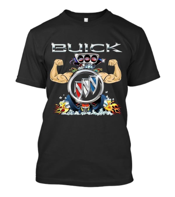 Buick Muscle Car Engine Logo With Flames And Wheels T-Shirt