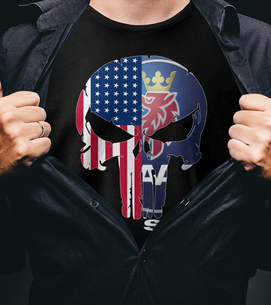 Saab American Flag Punisher Skull T-Shirt
