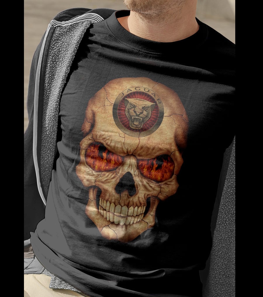 Jaguar Skull With Flaming Eyes T-Shirt
