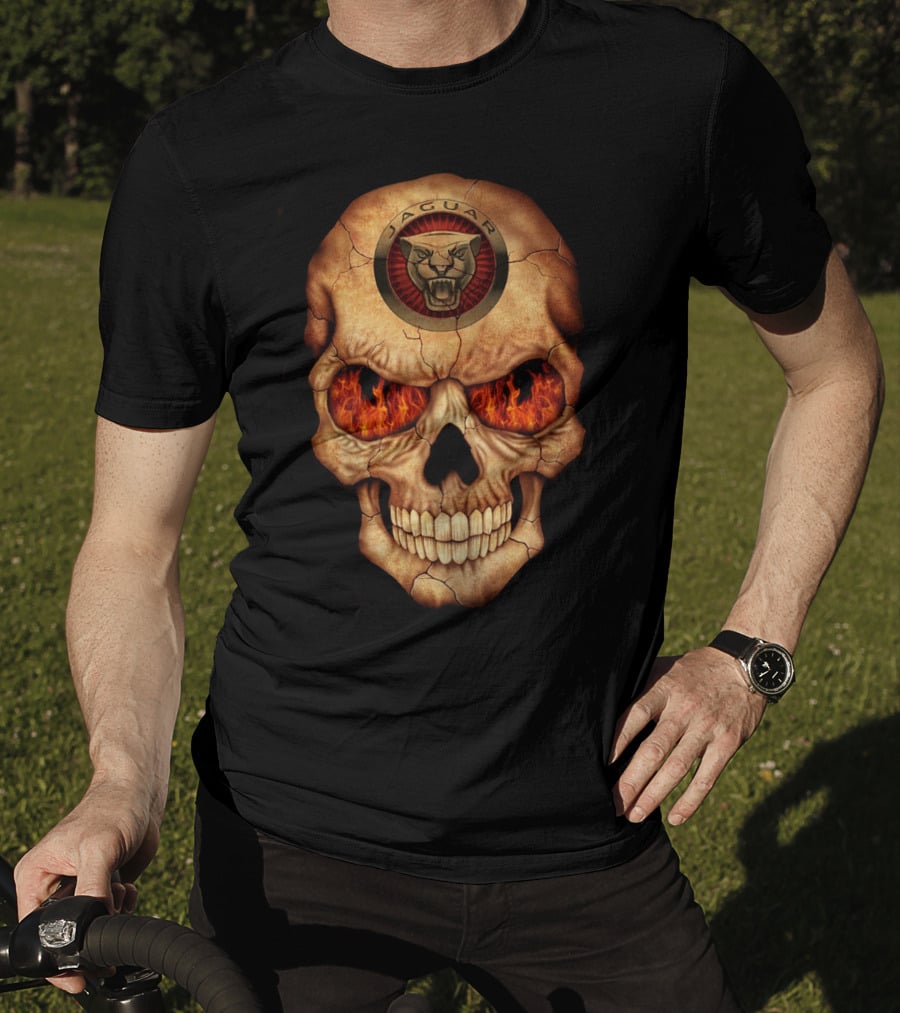 Jaguar Skull With Flaming Eyes T-Shirt