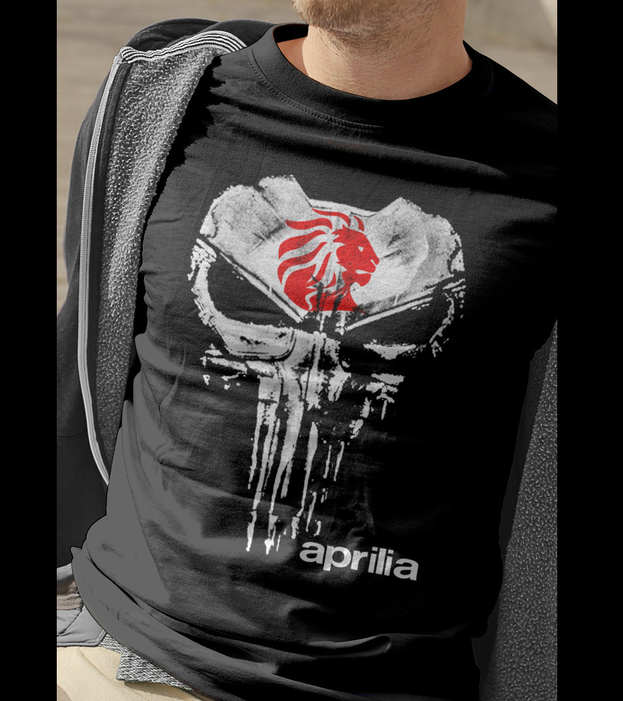 Aprilia Skull With Red Lion Symbol T-Shirt