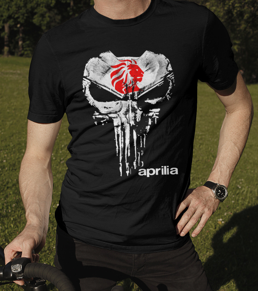 Aprilia Skull With Red Lion Symbol T-Shirt