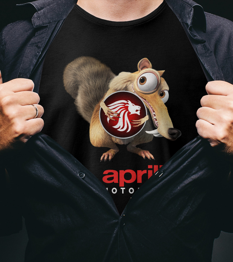 Aprilia Motorcycle Ice Age Scrat Lion T-Shirt