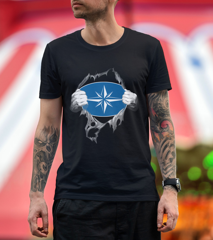 Polaris2 Blue Starburst Compass Emblem Unveiled By Ripping Hands T-Shirt