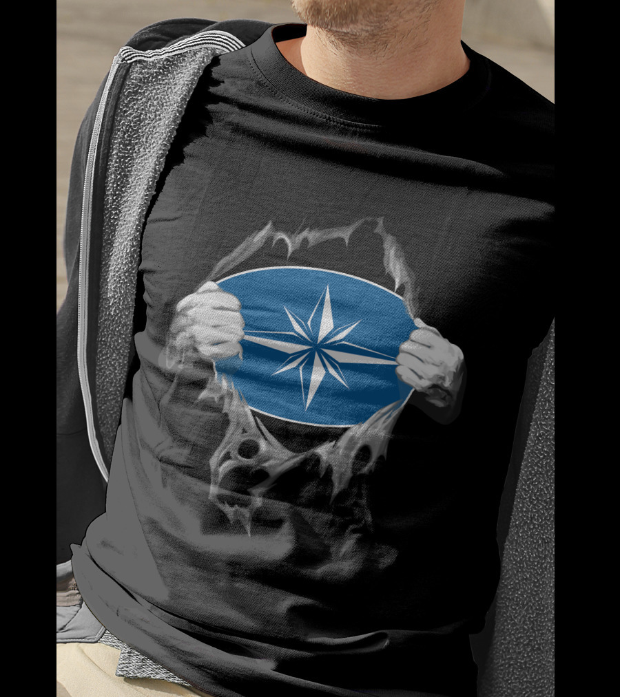 Polaris2 Blue Starburst Compass Emblem Unveiled By Ripping Hands T-Shirt