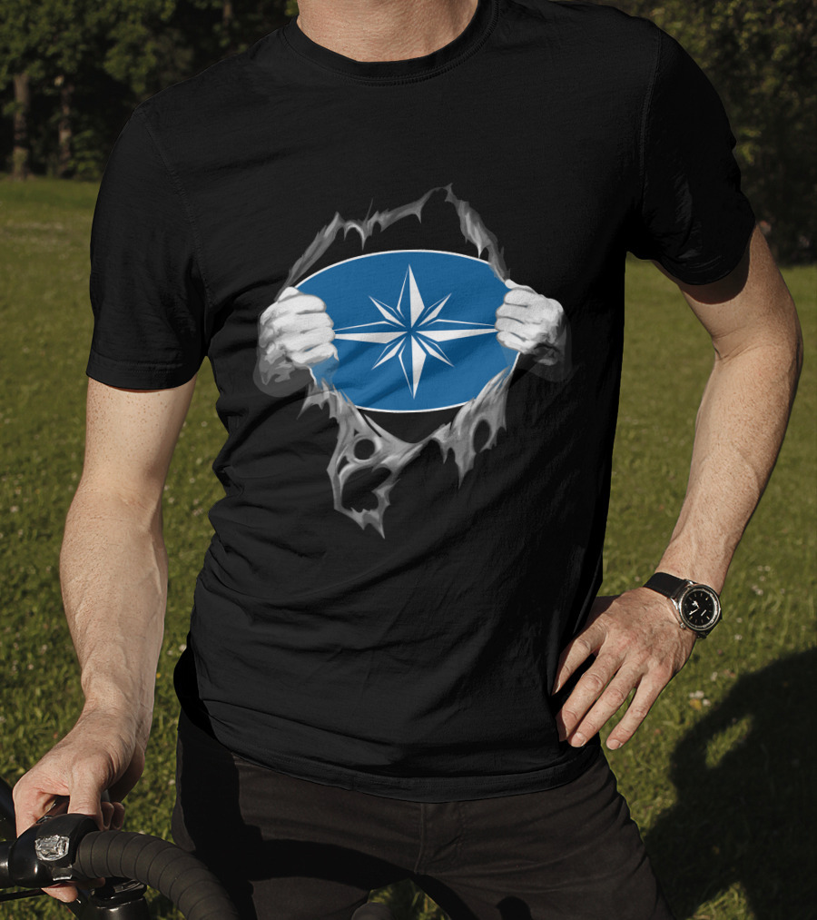 Polaris2 Blue Starburst Compass Emblem Unveiled By Ripping Hands T-Shirt
