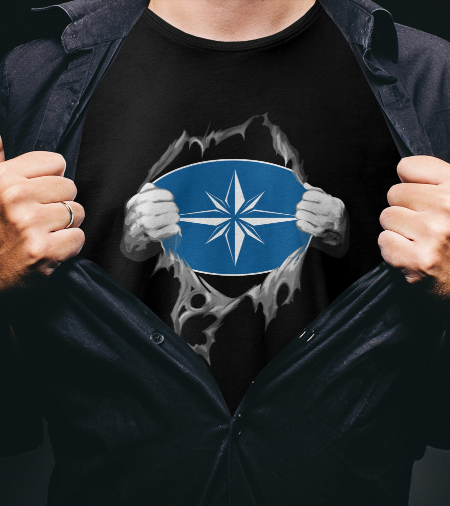 Polaris2 Blue Starburst Compass Emblem Unveiled By Ripping Hands T-Shirt