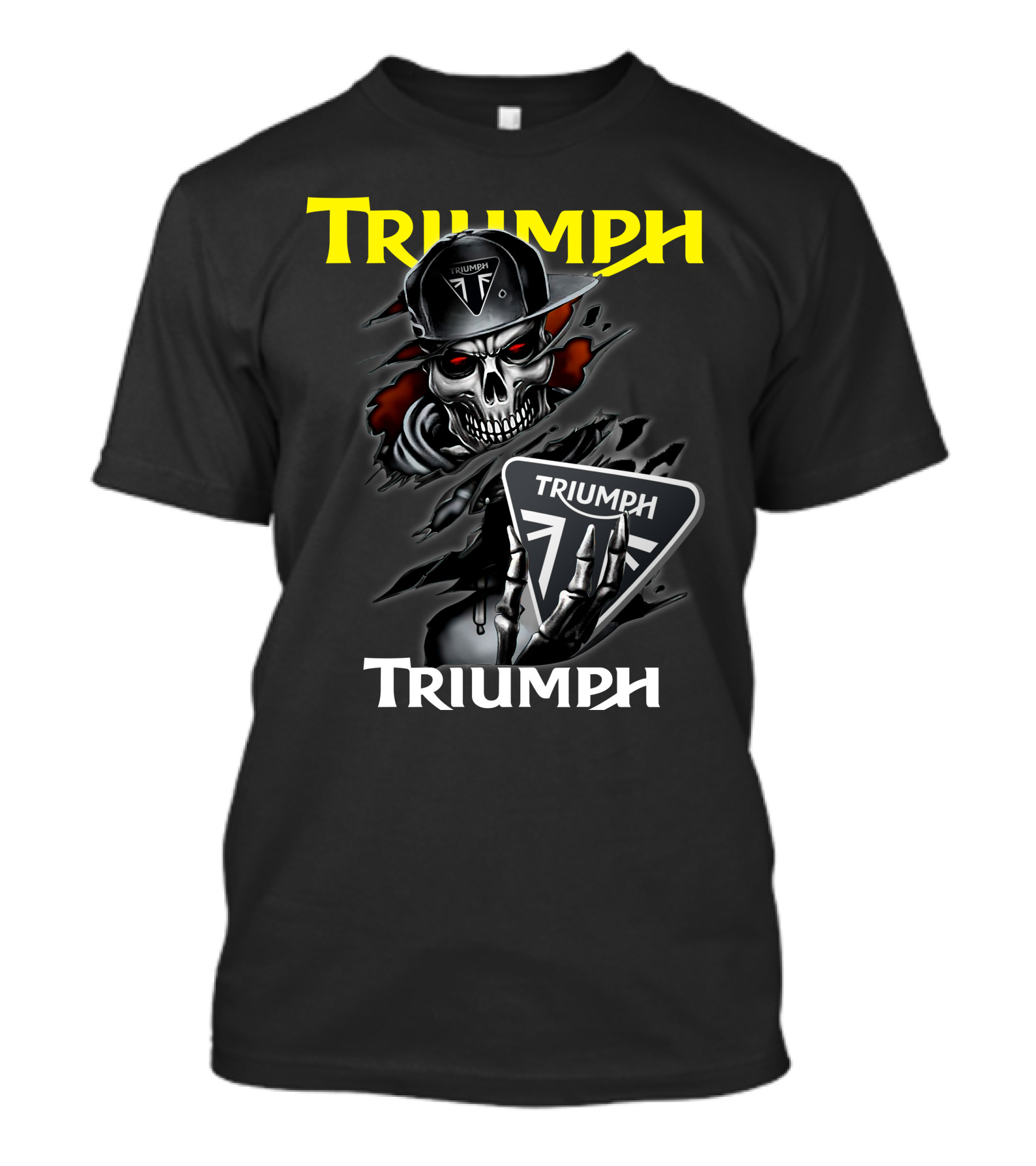 Triumph Skull Holding Logo Helmet Skeleton T-Shirt