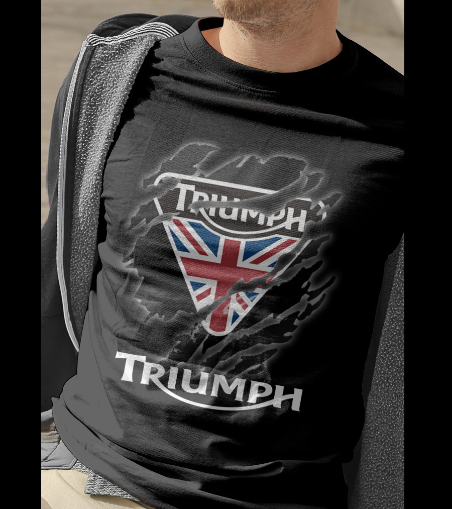 Triumph Uk Union Jack Logo Ripped T-Shirt