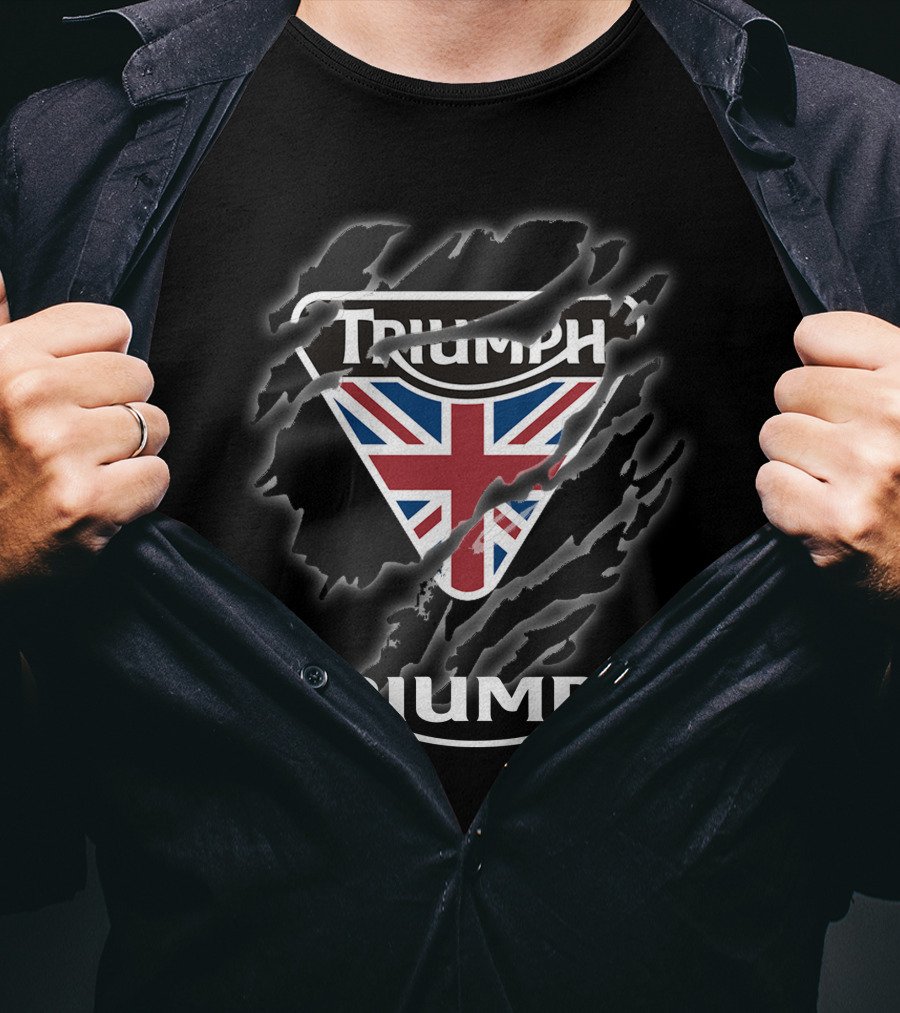 Triumph Uk Union Jack Logo Ripped T-Shirt