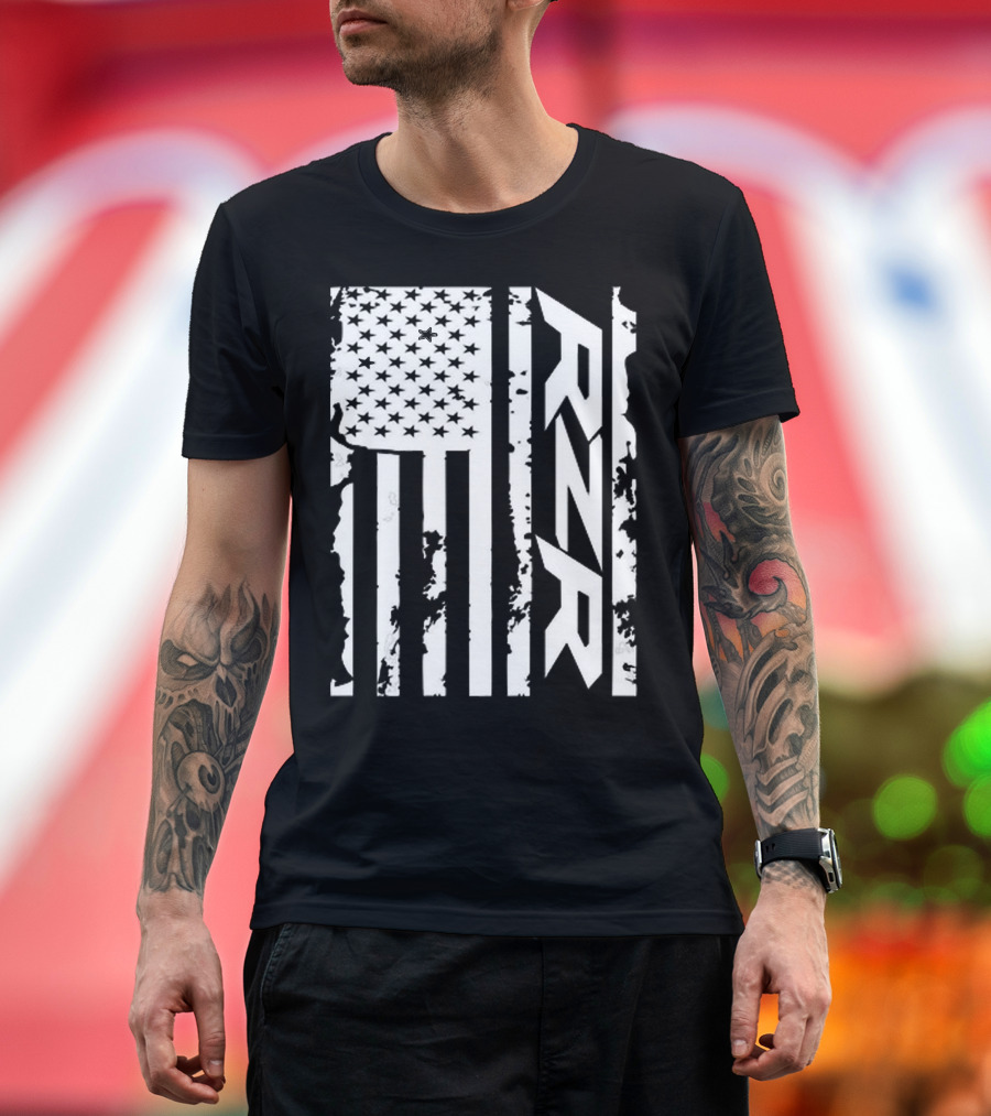 Rzr American Flag Distressed Style T-Shirt