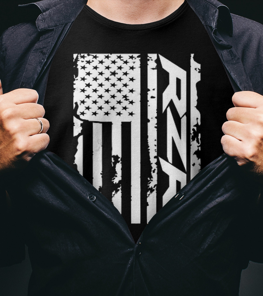 Rzr American Flag Distressed Style T-Shirt