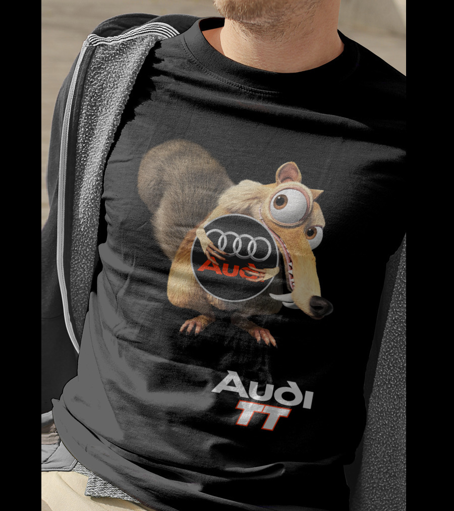 Audi Tt Ice Age Scrat Character Holding Audi Rings T-Shirt