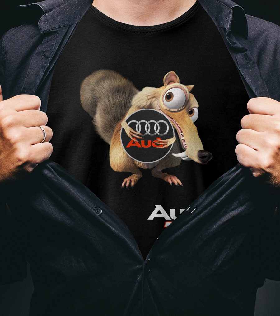 Audi Tt Ice Age Scrat Character Holding Audi Rings T-Shirt