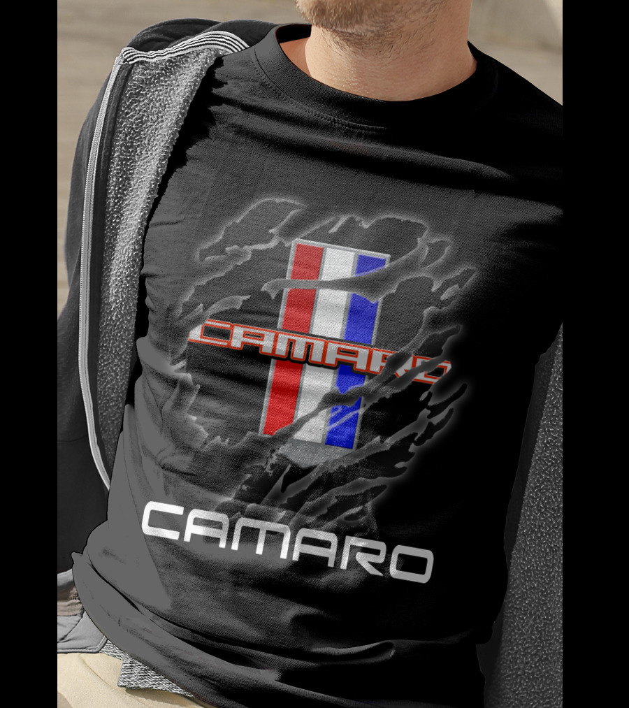 Camaro Red White Blue Stripes Claw Marks T-Shirt