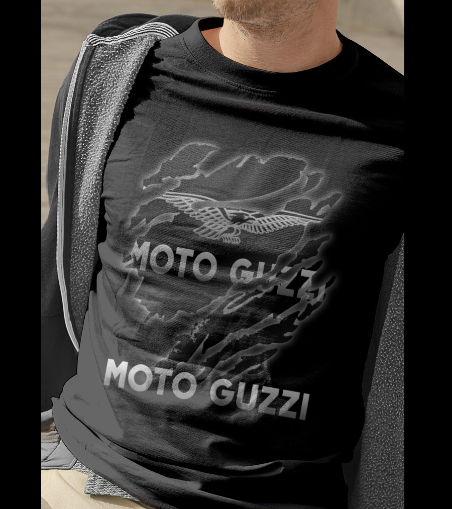 Moto Guzzi Eagle Logo With Guzzi 06 Scratched Texture T-Shirt