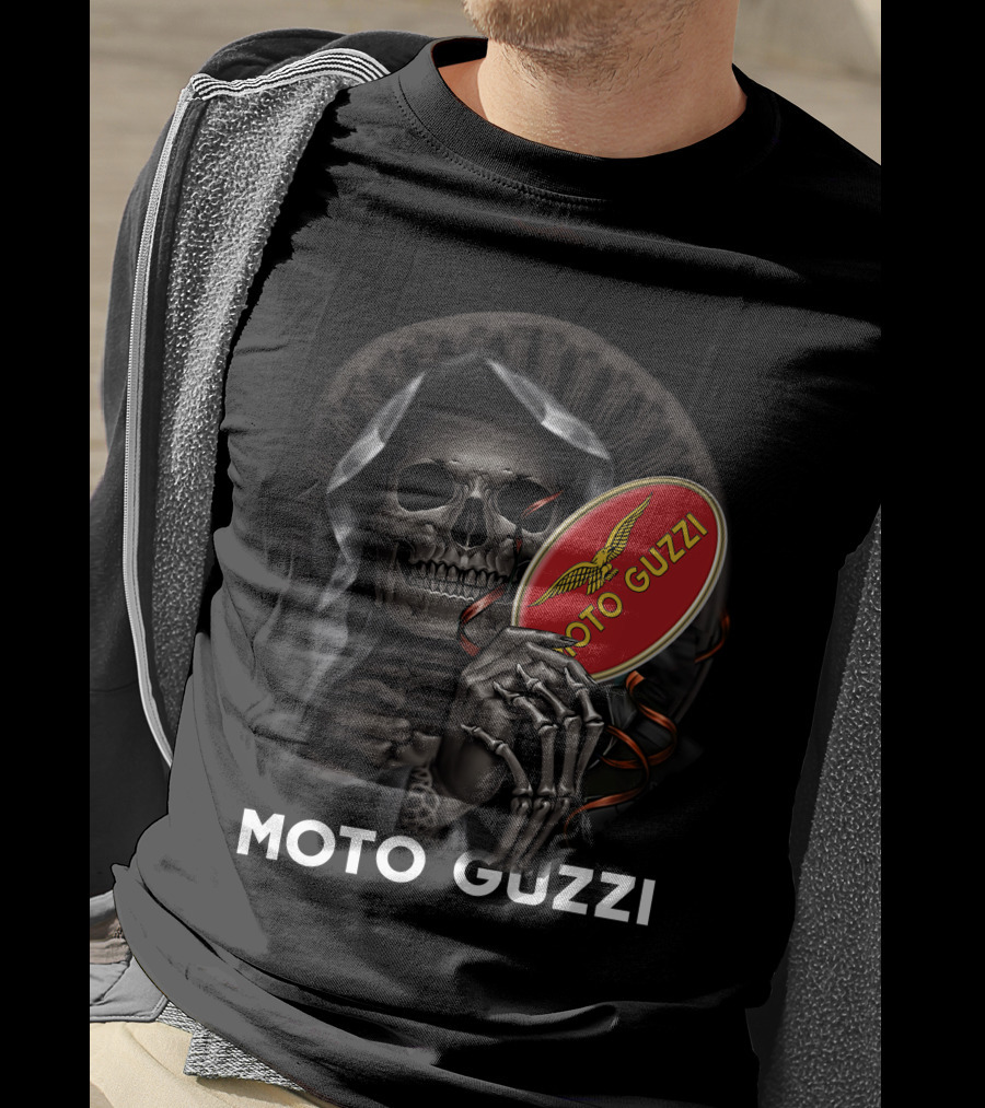 Moto Guzzi Skeleton Holding Red T-Shirt