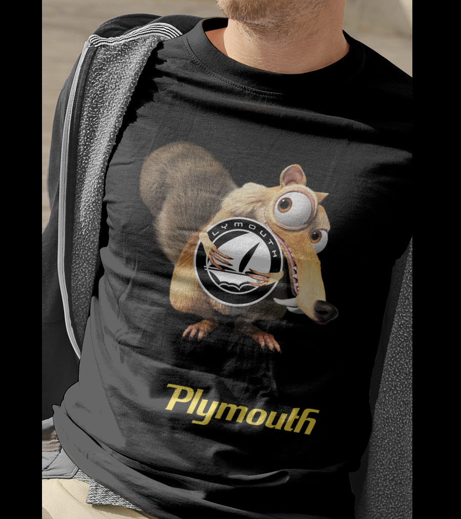 Plymouth Ice Age Character Holding T-Shirt