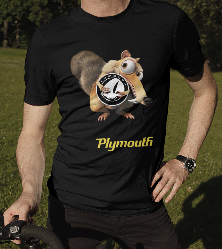 Plymouth Ice Age Character Holding T-Shirt