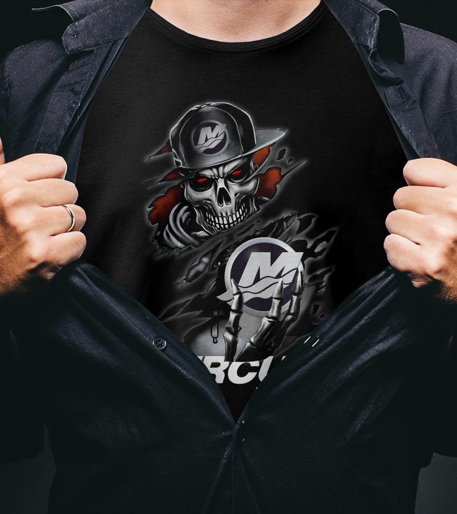 Mercury 05 Skull With Baseball Cap T-Shirt