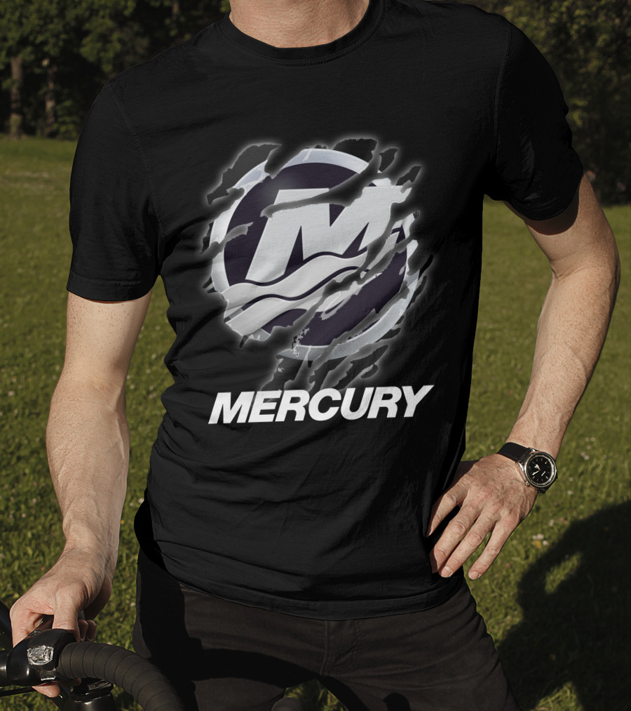 Mercury Marine Ripped Claw Logo Wave Symbol T-Shirt